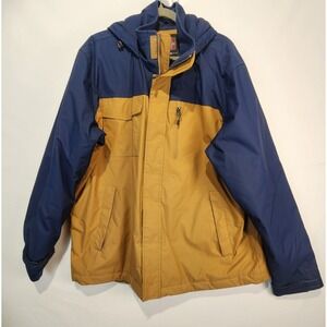 Swiss Tech Bicolor Tan/Navy Blue Puffer Jacket Size L (42-44)